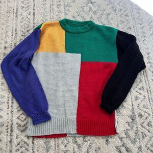 Handmade Color Block Knit Sweater